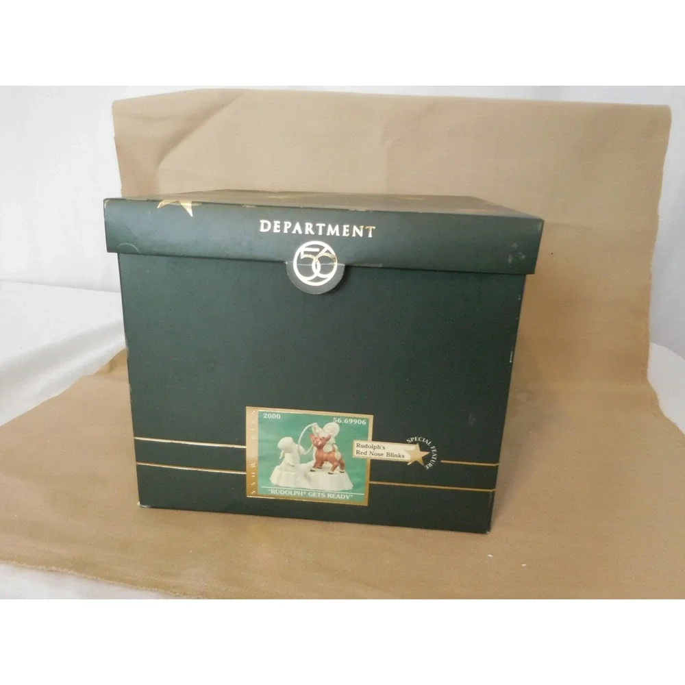 Snowbabies Dept 56 Guest Collection Rudolph‎ Gets Ready Red Nose Blinks + Box